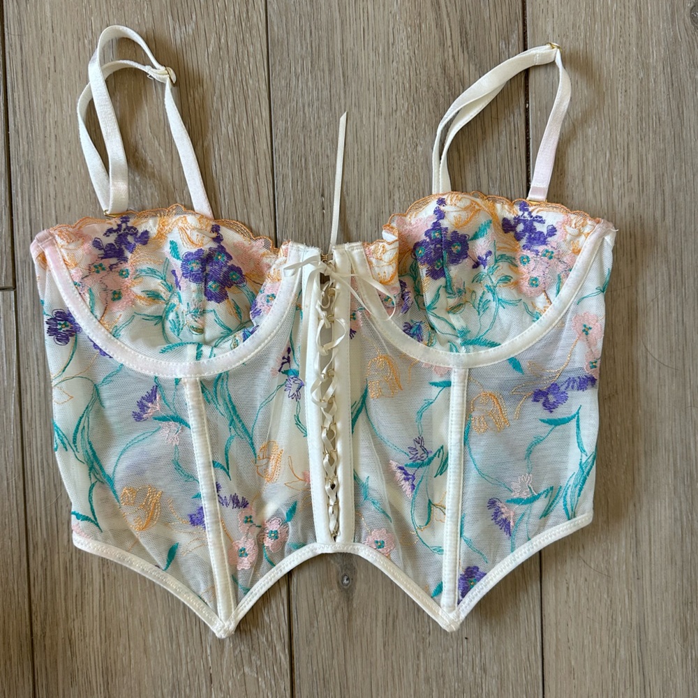 Floral Embroidered Corset Top